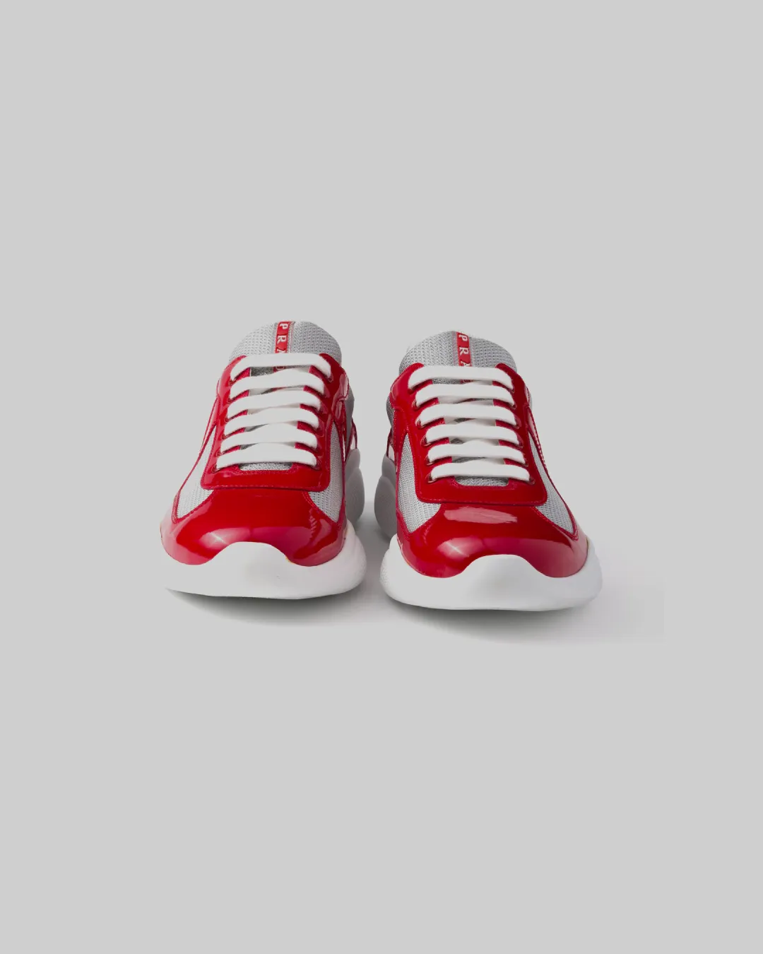 Beach Vibe Shine Silver Prada America's Cup ' Red Patent Leather and Technical Fabric' Sneakers