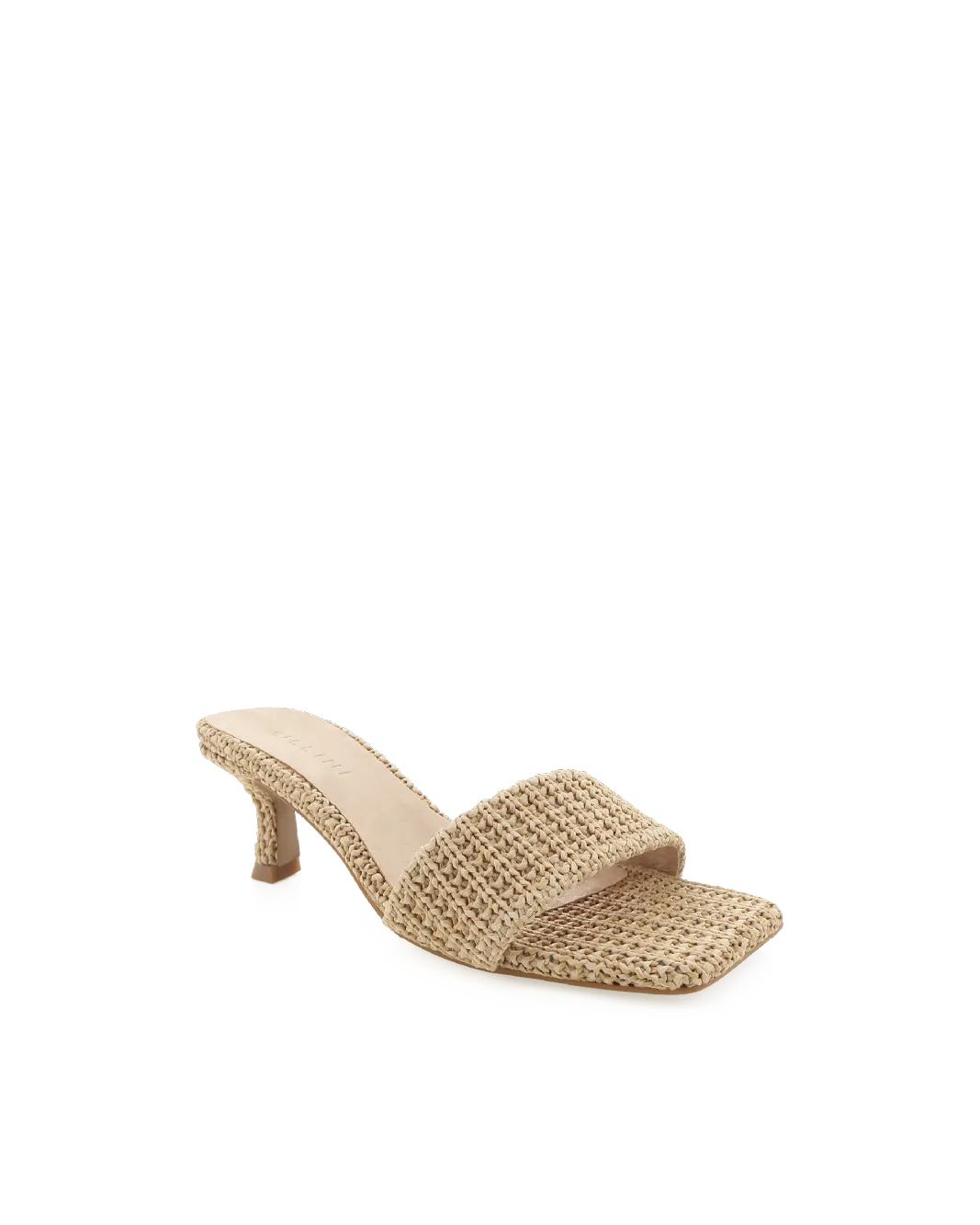 OLGA - NATURAL RAFFIA Strappy Heeled Sandals Low Top