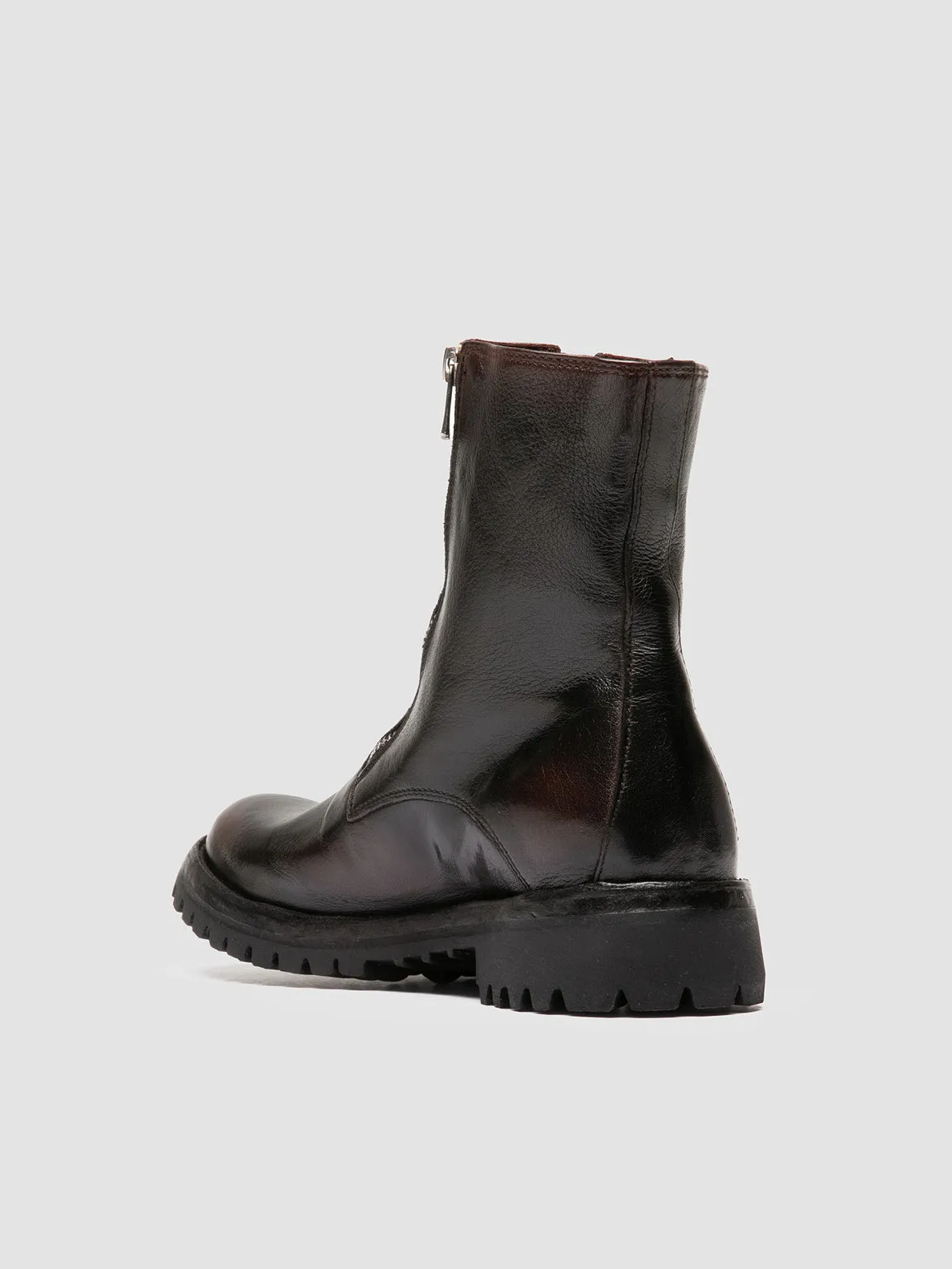LORAINE 026 - Brown Leather Zipped Boots Home Wear Easy Pace