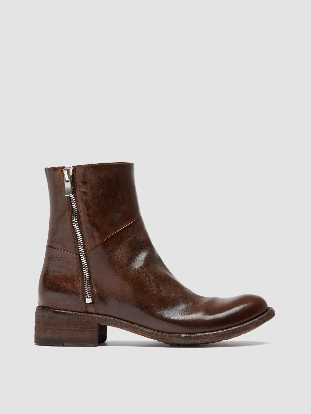 Wild Step Parade Walk LISON 066 - Brown Leather Zipped Boots