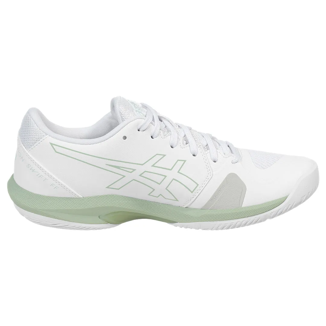 Flattering Fit Grip Control Asics Women's Solution Swift FF 2 - White/Lichen Rock