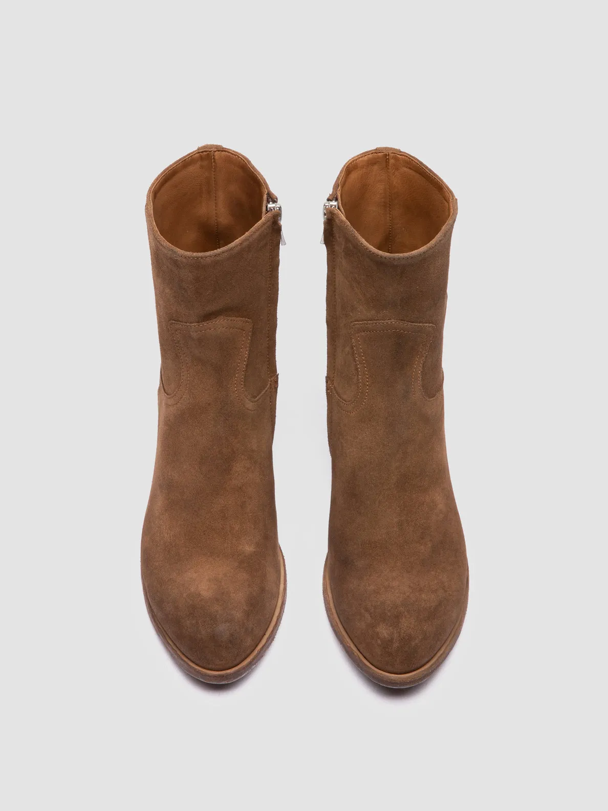 Versatile Upper Catch Step WADE 003 - Brown Suede Zipped Boots