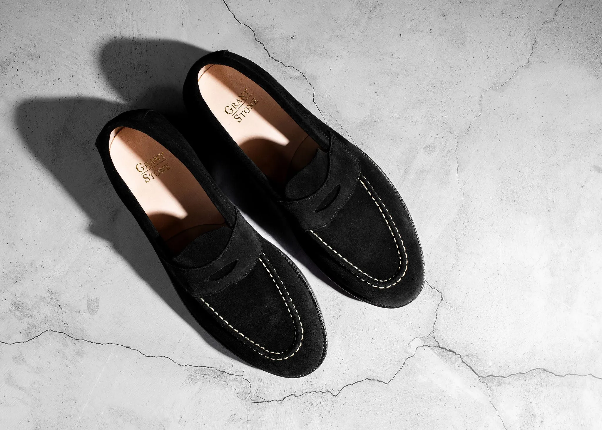 Unlined Traveler Penny Black Suede Wide Base Non-Slip Sole