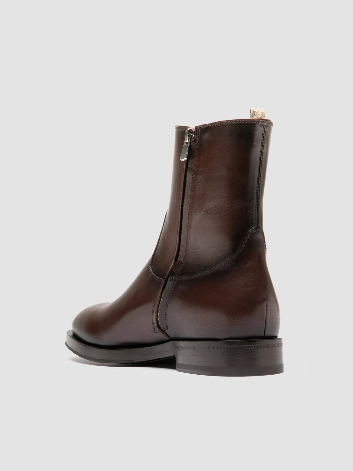 ORTEGA 002 - Brown Leather Zipped Boots Luxurious Touch