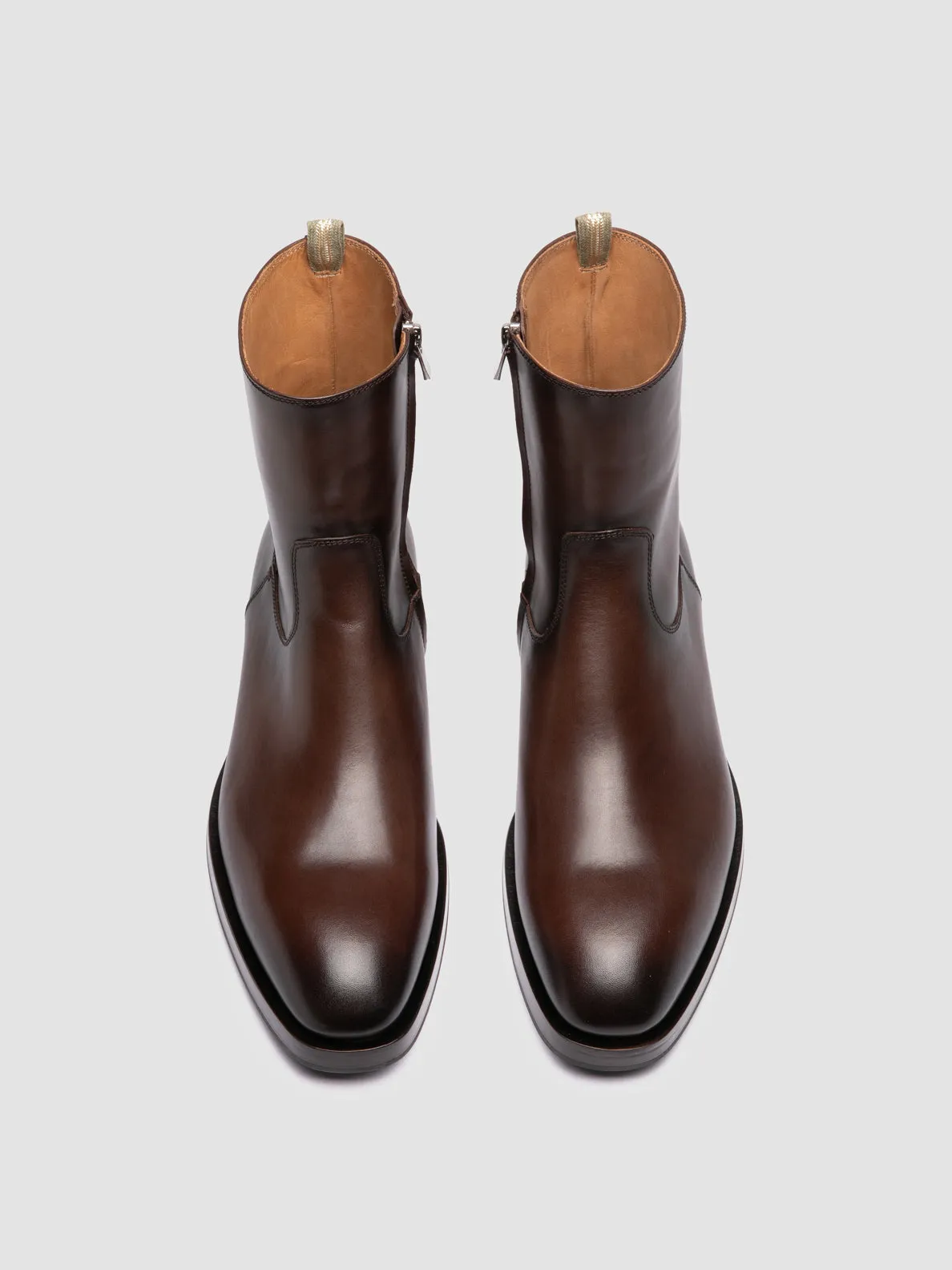 ORTEGA 002 - Brown Leather Zipped Boots All Purpose All-weather flair