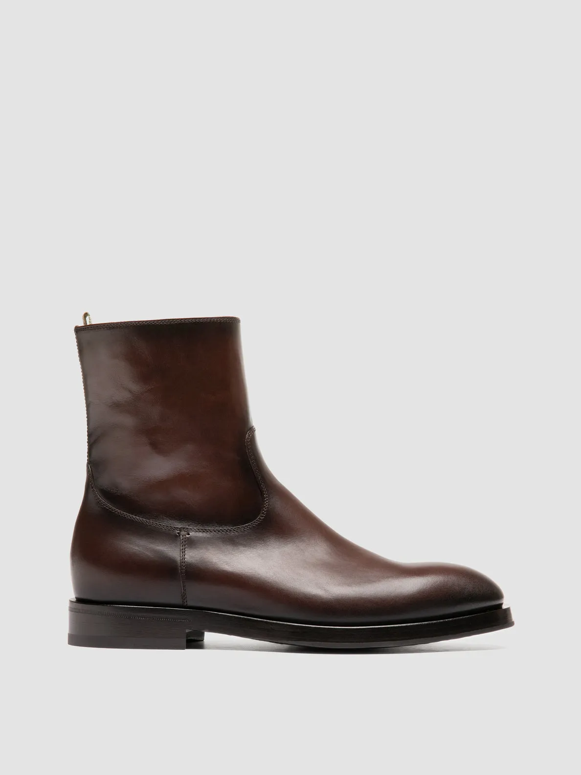ORTEGA 002 - Brown Leather Zipped Boots Lace Secure