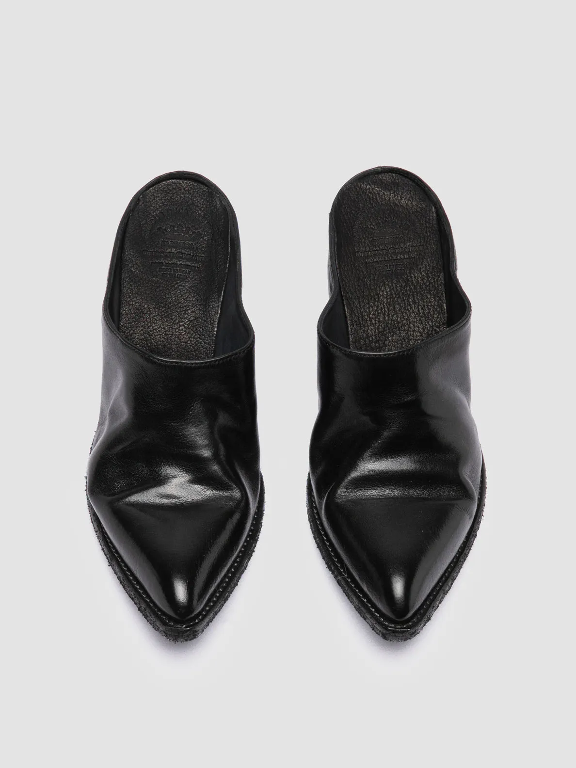 WANDA DD 101 - Black Leather Mule Sandals Teen Trend Harbor Walk