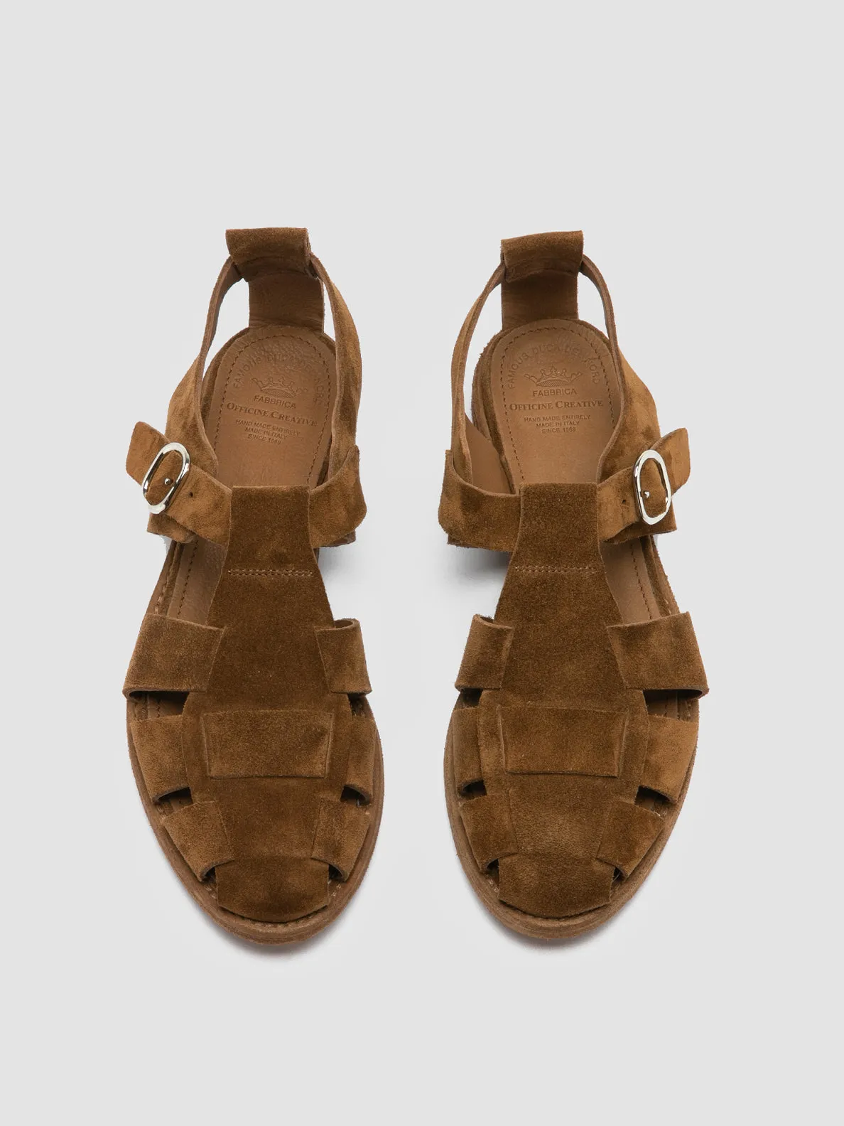 LEXIKON 536 - Brown Suede Sandals Retro Style