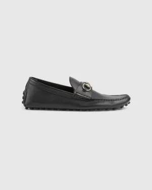 Royal Mood Sail Vibe Gucci Horsebit Drivers in Black Leather