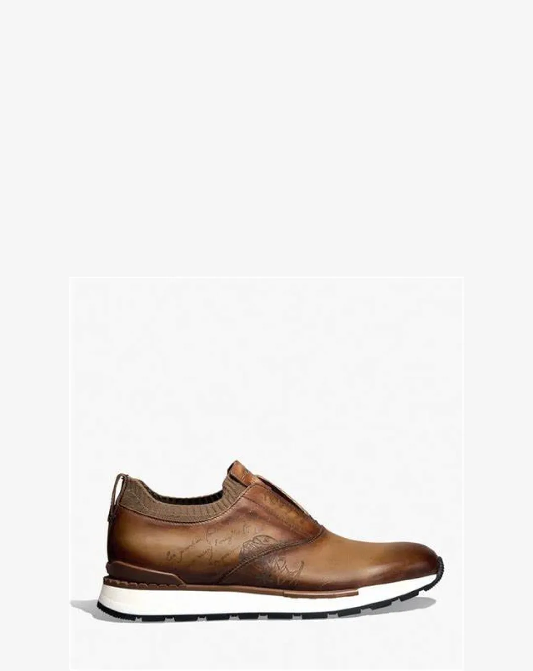 Berluti Fast Track Scritto Leather and Knit Slip-On Sneaker Comfortable fit