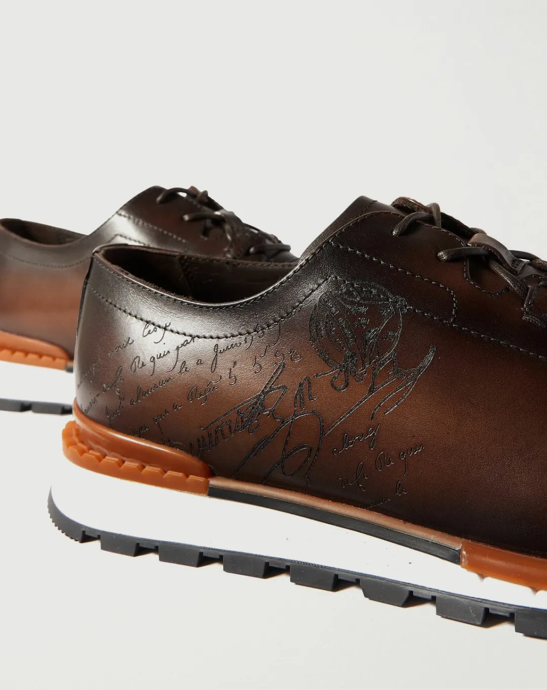 Berluti Fast Track Scritto Leather and Knit Slip-On Sneaker Athletic Footwear rainy running
