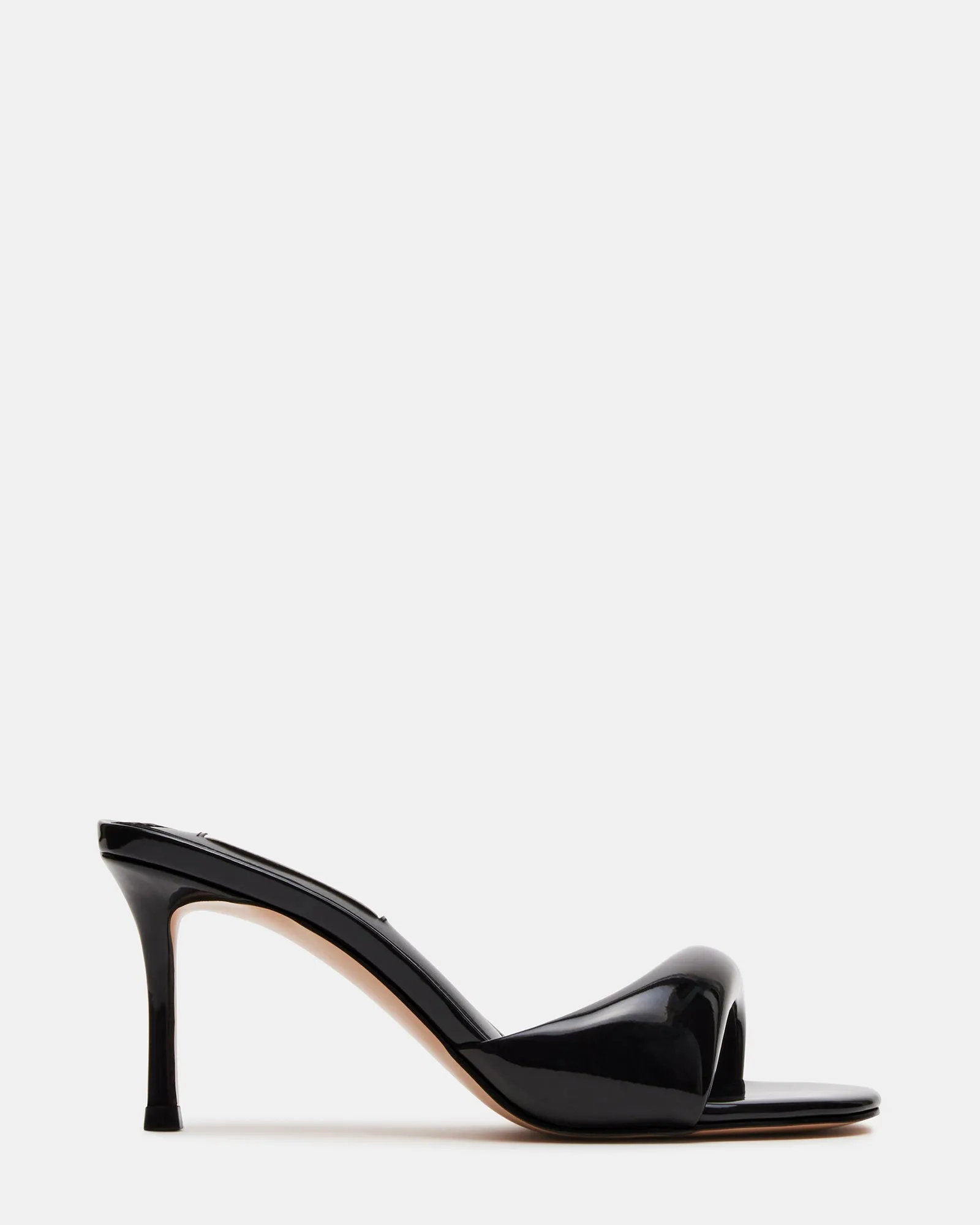 KIERAN BLACK PATENT Bold Open Toe Heels Classic Design