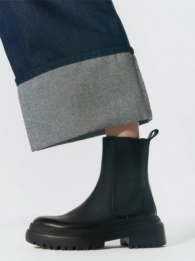 Corticella Black Leather Unlined Boot Equestrian Fashion Show