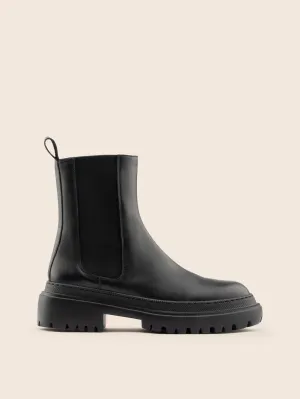 Corticella Black Leather Unlined Boot All-Season Protection