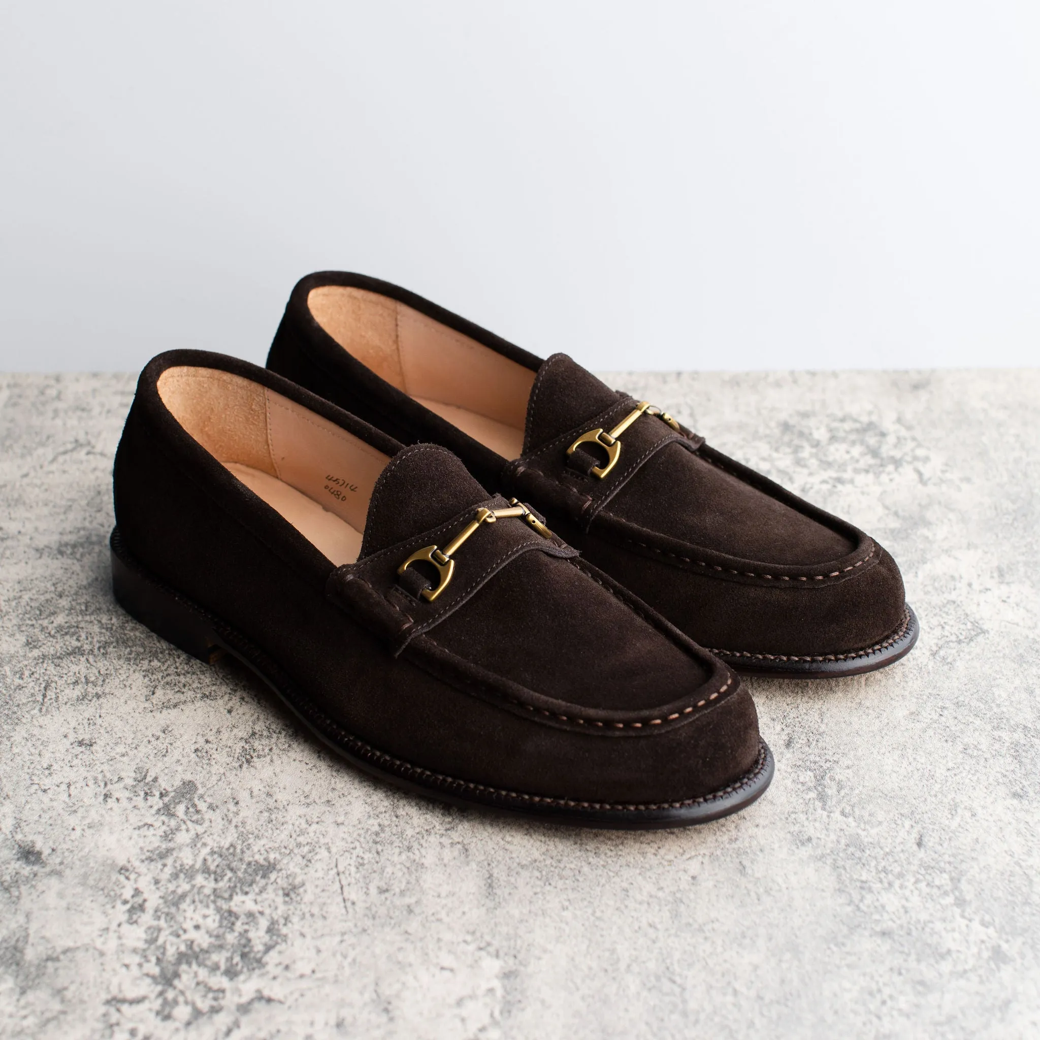 Horsebit Loafer Espresso Suede Heel Free