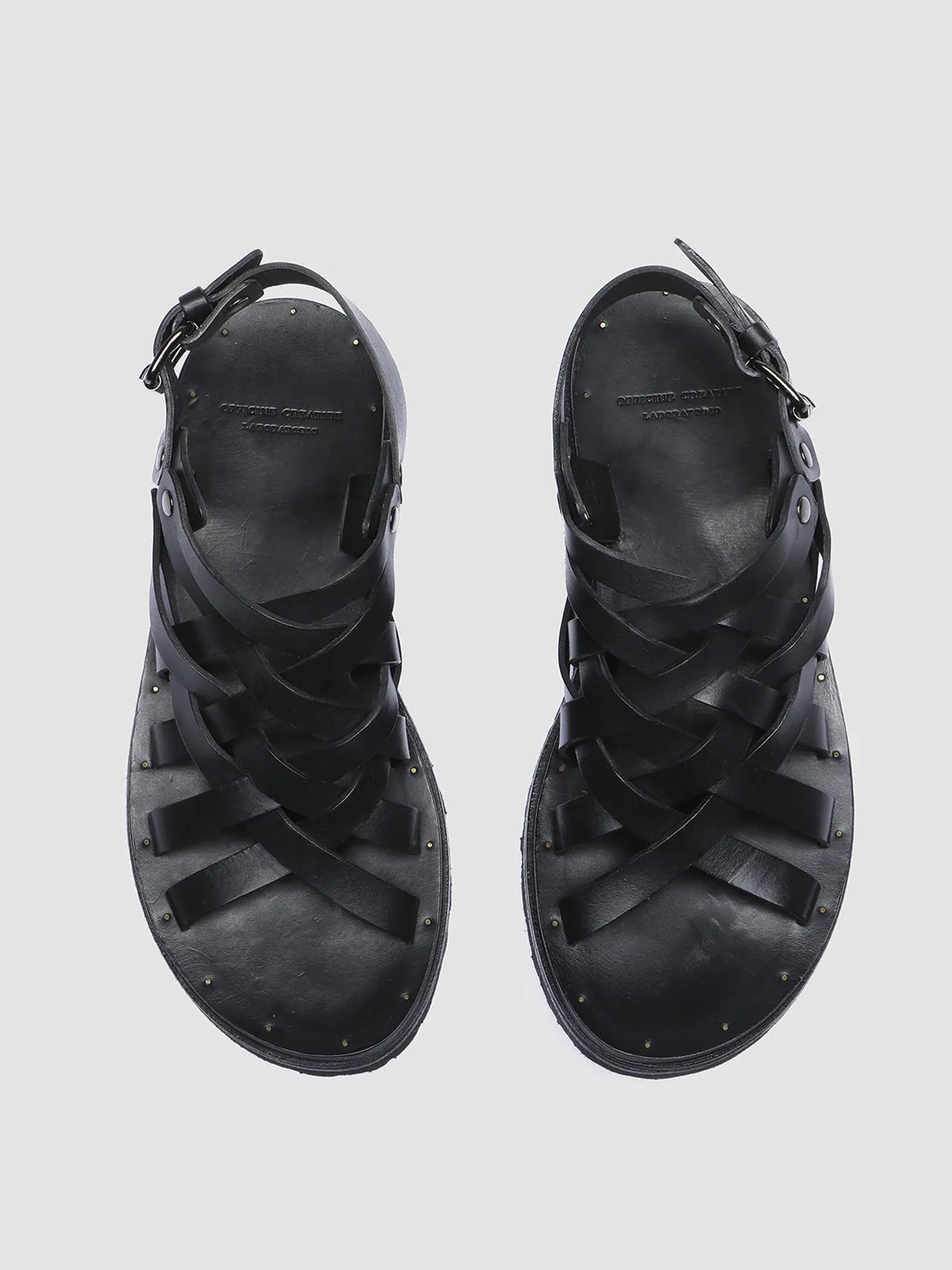 CHIOS 006 - Black Leather Fisherman Sandals Sophisticated traction Padded look