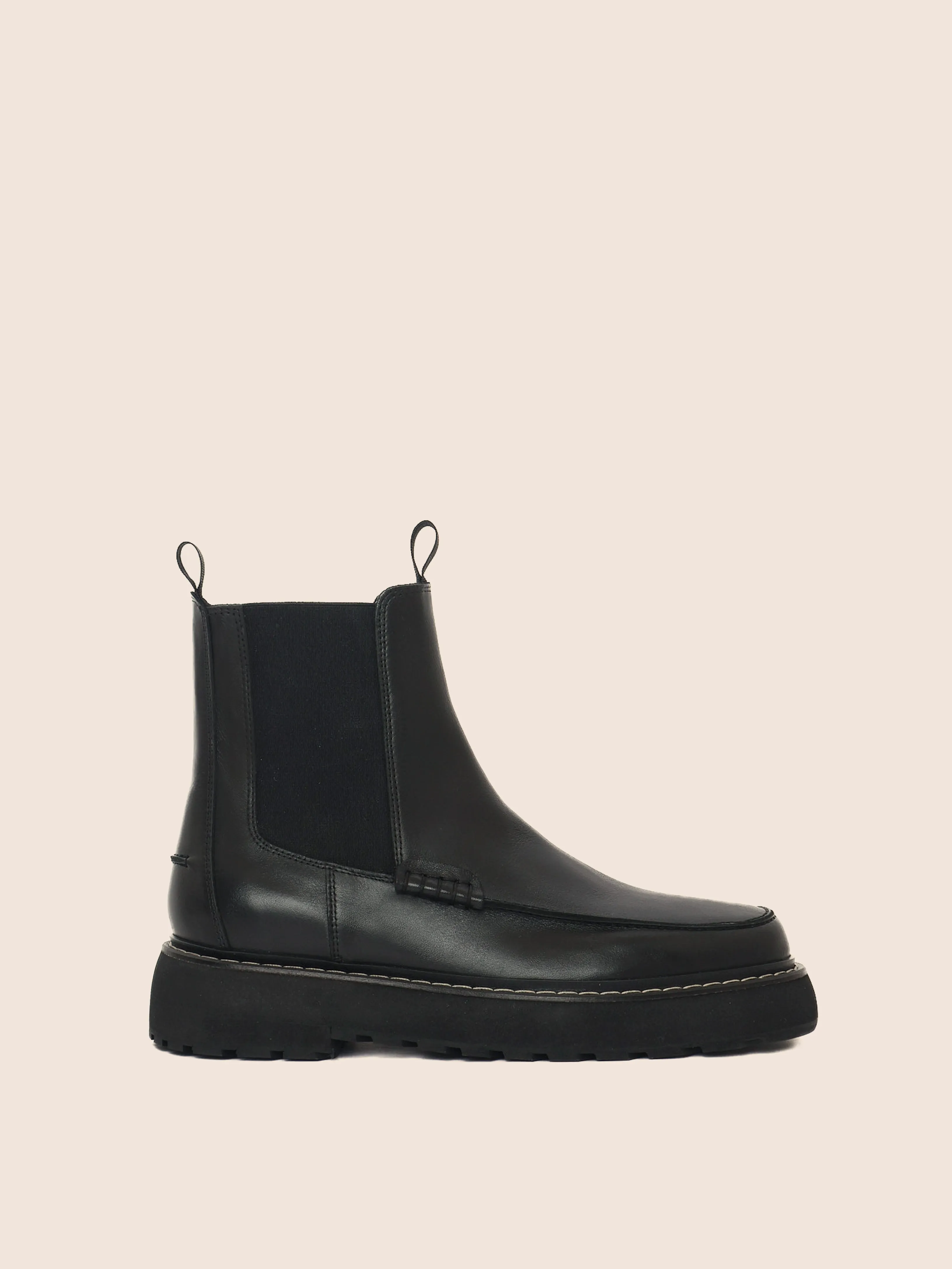 Anti-Slip Function Lagoa Black Leather Unlined Boot