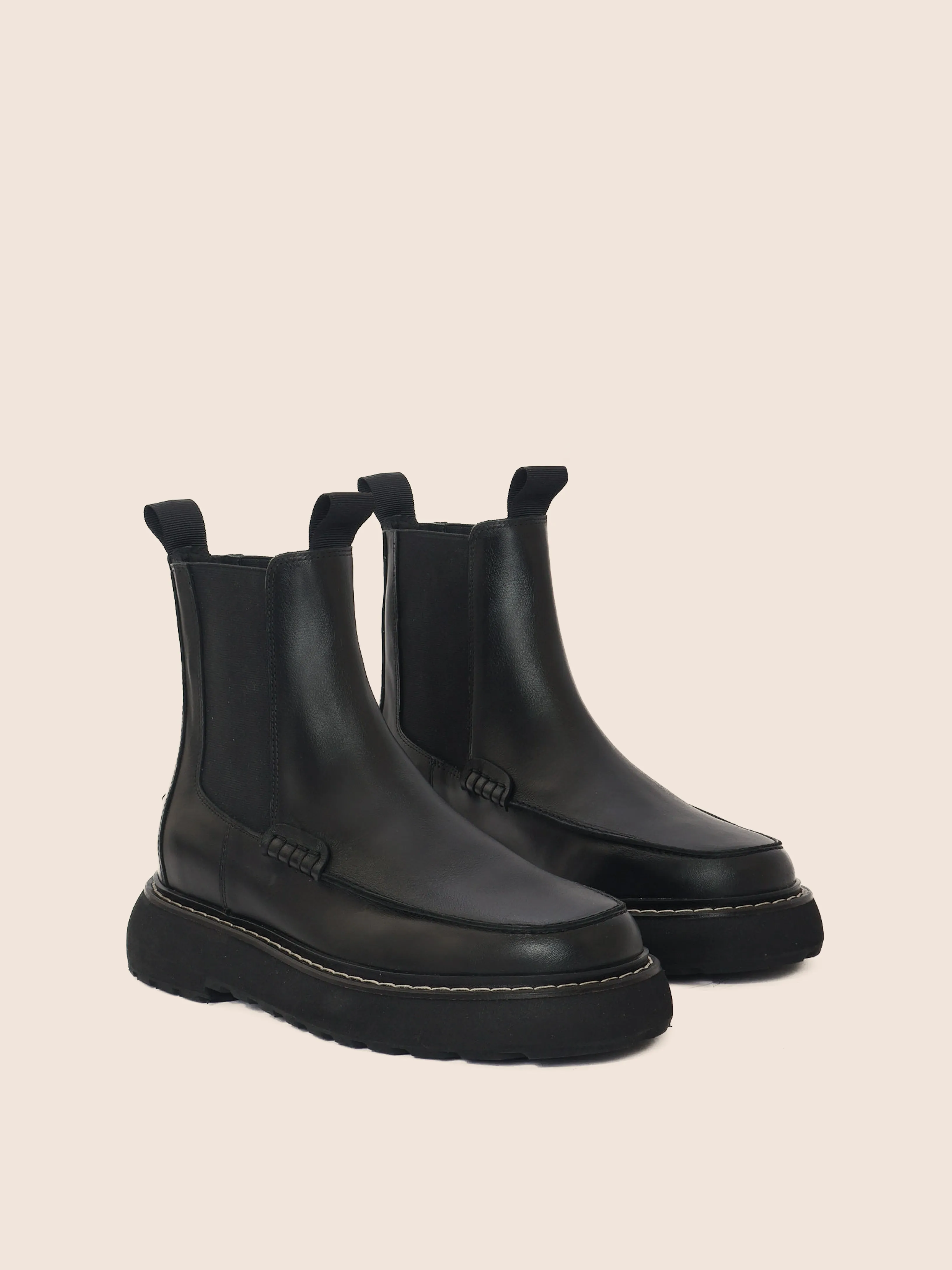 Steel Guard Anti-Friction Lagoa Black Leather Unlined Boot