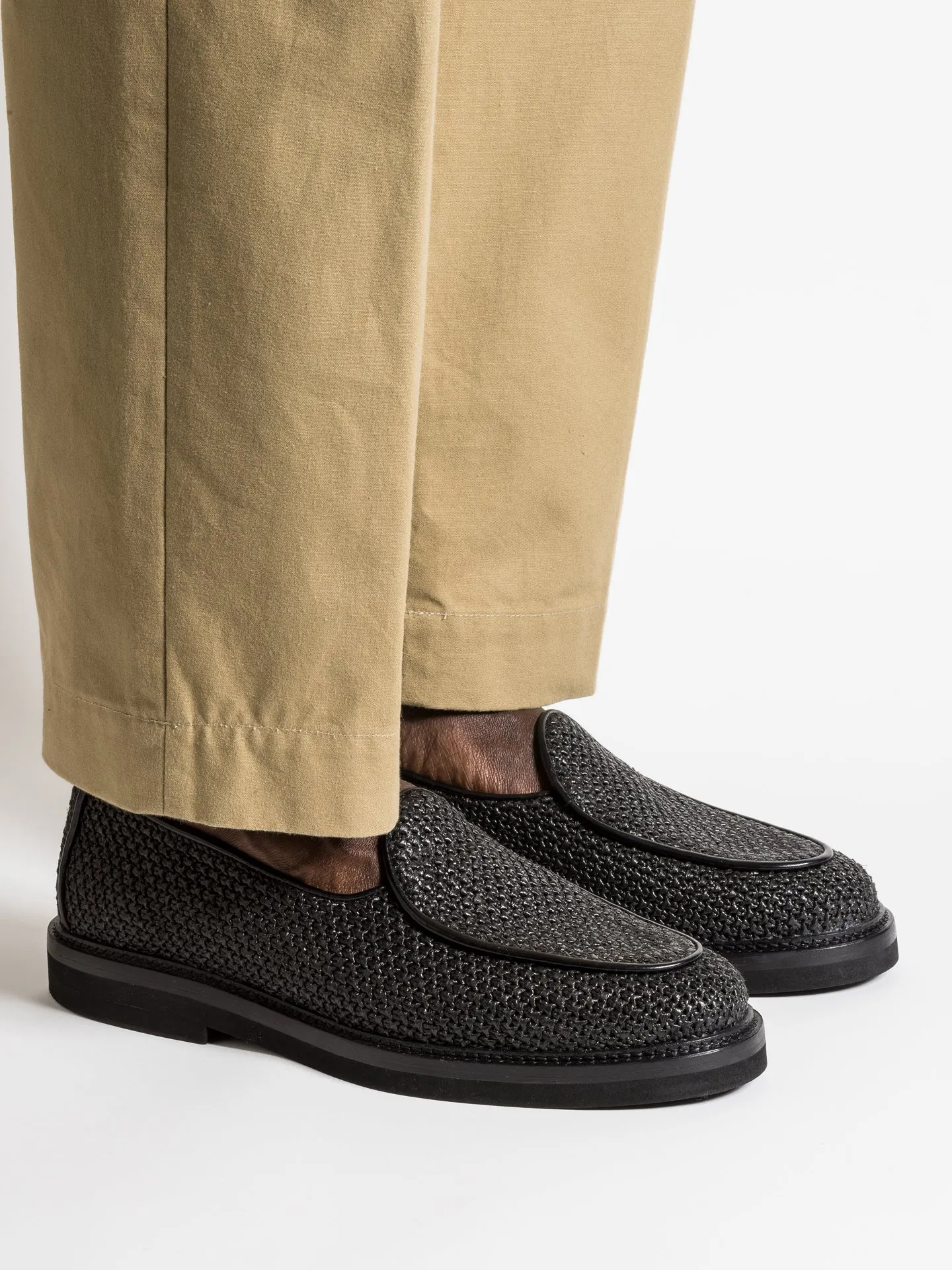 Comfortable Leather Shoes LEX BLACK RAFFIA