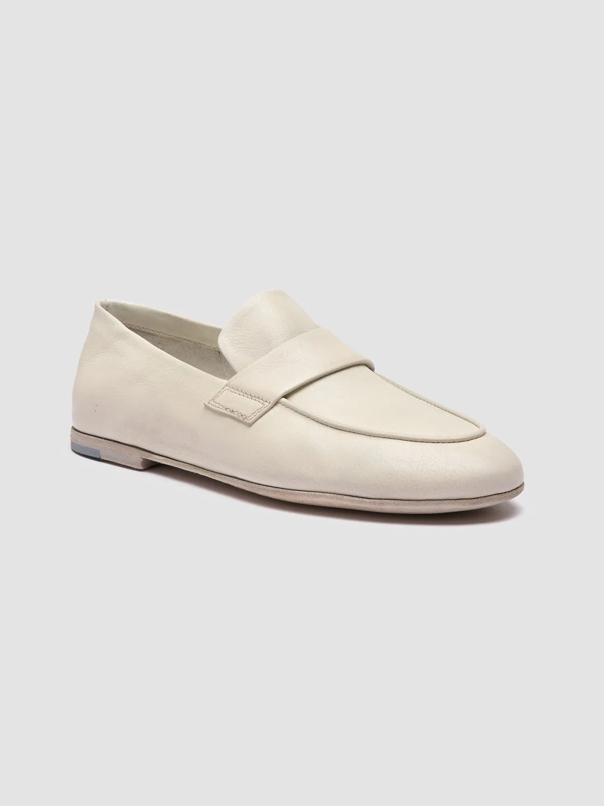 BLAIR DD 001 - White Leather Penny Loafers Practical Casual Shoes